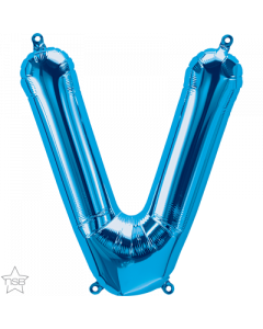 Blue Letter V Air Filled 41cm Foil Balloon