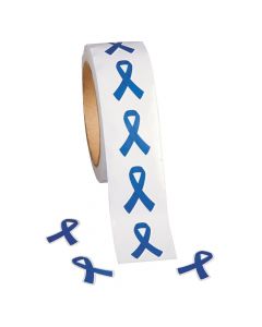 Blue Ribbon Awareness Sticker Rolls