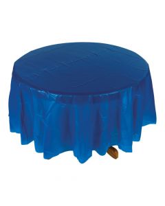 Blue Round Plastic Tablecloth