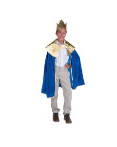 Boy's Blue Wise Man's Cape with Crown Costume