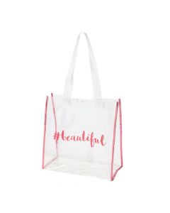 Bridal Party Clear Tote Bags with Pink Trim