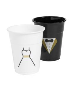 Bride and Groom Plastic Cups - 50 Ct.