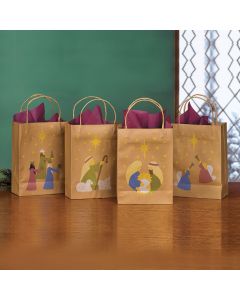 Brown Nativity Paper Gift Bags