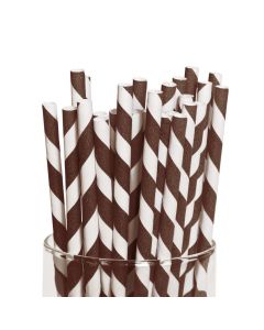 Brown Striped Paper Straws