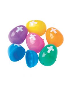 Bulk Bright Plastic Easter Eggs with Cross - 144 Pc.