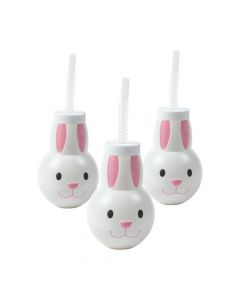 Bunny Head Molded Cups with Straws