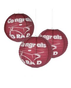 Burgundy Congrats Grad Hanging Paper Lanterns