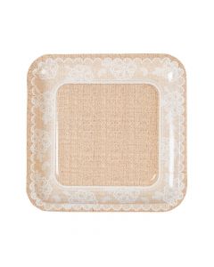 Burlap and Lace Paper Dinner Plates
