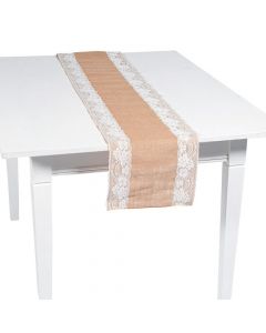 Burlap Table Runner with Lace Trim