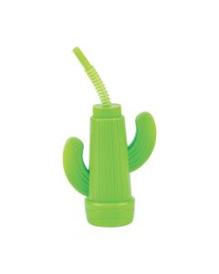 Cactus Molded Plastic Cups with Lids and Straws