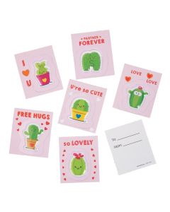 Cactus Puffy Stickers with Valentine's Day Cards