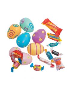 Candy-Filled Pastel Printed Plastic Easter Eggs