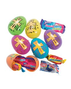 Candy Filled Religious Print Plastic Easter Eggs