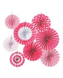 Candy Pink Hanging Paper Fan Assortment