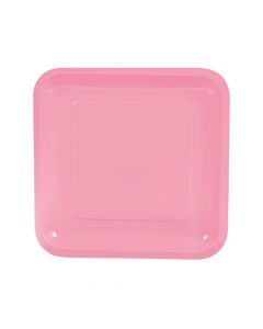 Candy Pink Square Paper Dinner Plates