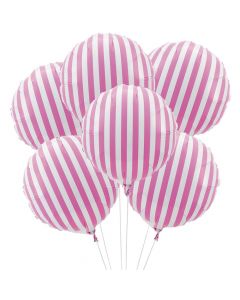 Candy Pink Striped Mylar Balloons