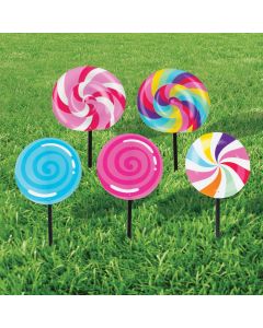 Candy World Swirl Lollipop Yard Signs