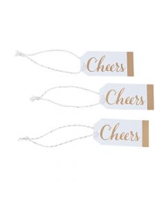 Cheers Gold and White Favor Tags