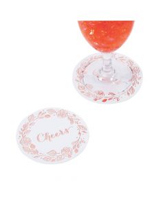 Cheers White with Rose Gold Coasters
