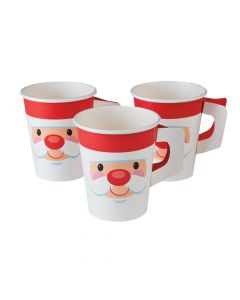 Cheery Santa Christmas Paper Cups with Handle
