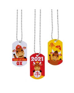 Chinese New Year of the Ox Dog Tag Necklaces
