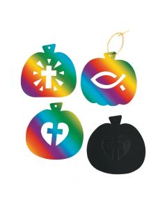 Christian Pumpkin Magic Color Scratch Ornaments with Cutout