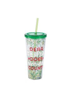 Christmas Confetti Tumbler with Straw