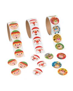 Christmas Face Rolls of Stickers Assortment