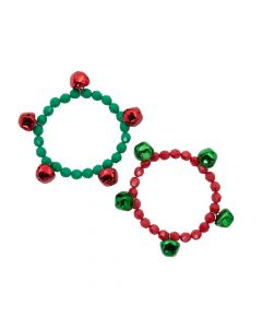Christmas Jingle Bell Beaded Bracelets - 12 Pc.