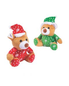 Christmas Stuffed Bears with Santa Hats