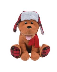 Christmas Stuffed Dog with Plaid