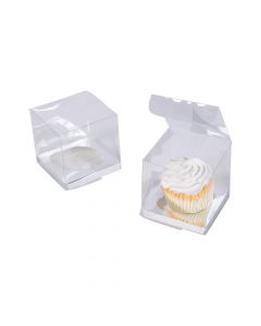Clear Cupcake Boxes with Silver Base