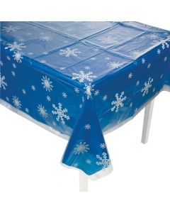 Clear Snowflake Print Plastic Tablecloth