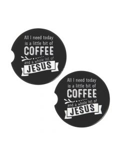 Coffee and Jesus Ceramic Car Coaster Set