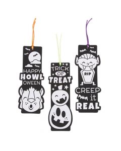 Color Your Own Black Fuzzy Halloween Bookmarks
