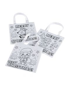 Color Your Own Christmas Tote Bags