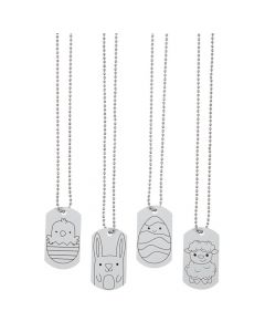 Color Your Own Easter Character Dog Tag Necklaces