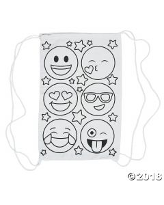 Color Your Own Emoji Drawstring Backpacks