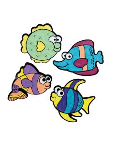 Color Your Own Fuzzy Fish Magnets