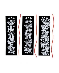 Color Your Own Fuzzy Valentine Bookmarks