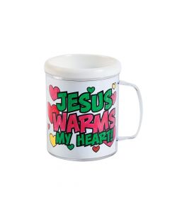 Color Your Own Jesus Warms the Heart Plastic Mugs