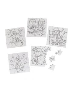 Color Your Own Mini Nativity Puzzles