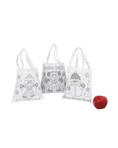 Color Your Own Mini Snowman Canvas Tote Bags