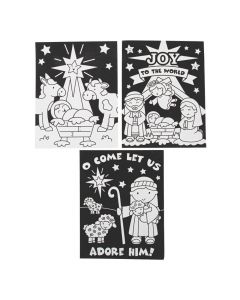 Color Your Own Nativity Fuzzy Posters - 24 Pc.