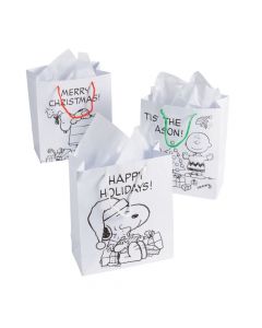 Color Your Own Peanuts Christmas Gift Bags
