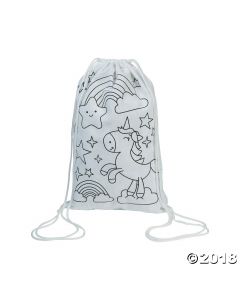 Color Your Own Small Unicorn Canvas Drawstring Bags
