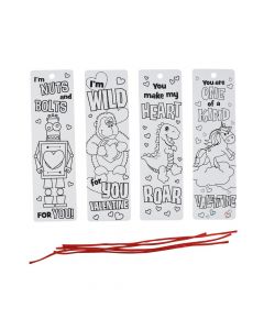 Color Your Own Valentine's Day Bookmarks