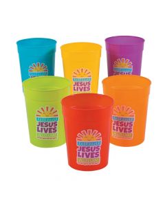 Colorful He Lives Plastic Cups