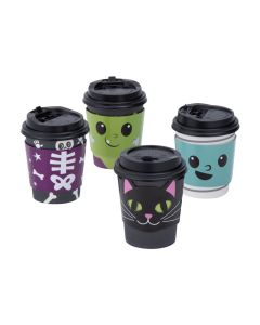 Cute Monster Coffee Cups with Lids and Sleeves - 12 Ct.