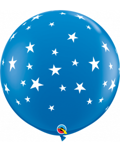 Dark Blue Stars Round Latex Balloon